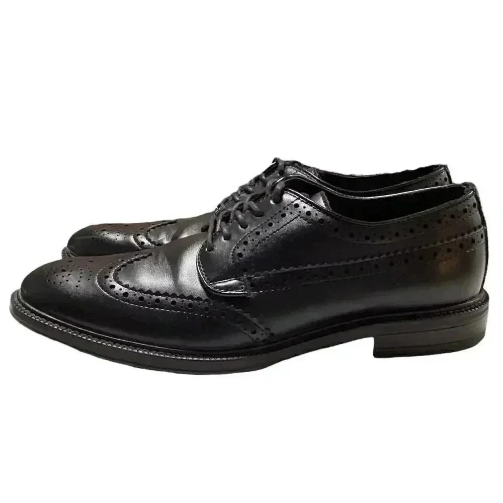 Stafford Wingtip Men 8.5 M Vegan Lace Up Oxford Dress Shoes Black Brogue Derby